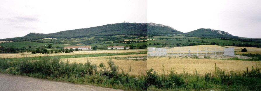 View of the Three Sisters from almost inside the village of Dolni Vestonice, from the north looking south.