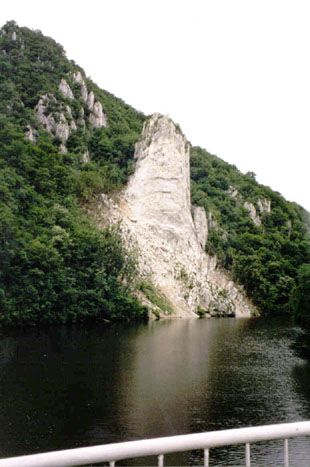 Pillar of rock on side of gorge. 