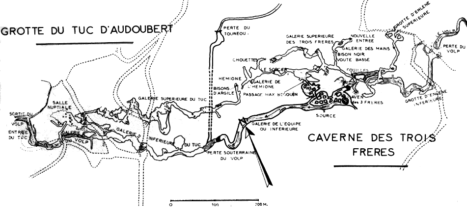 Plan of the Trois Freres cave in France