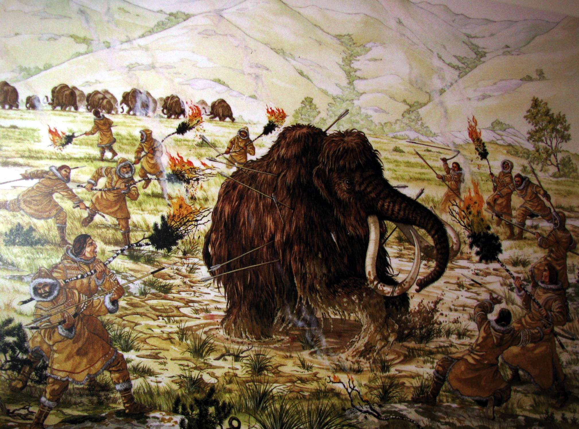 Охота древних людей на мамонта