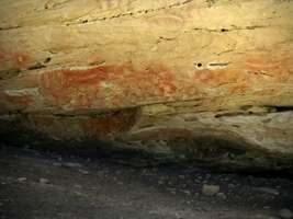 Cathedral Cave stencils boomerang hands red nets vandals
