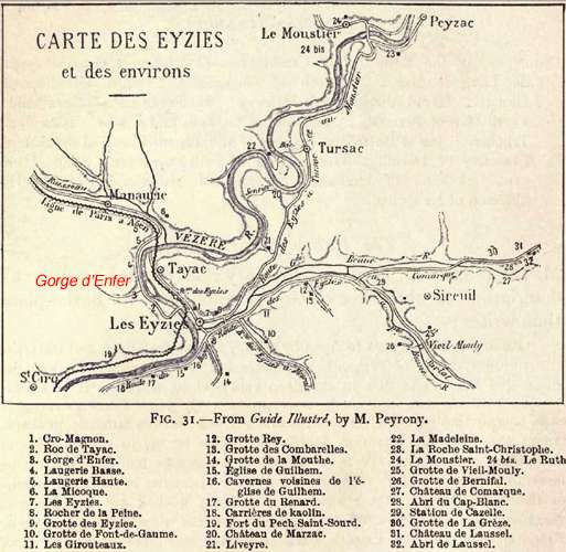 Les Eyzies map