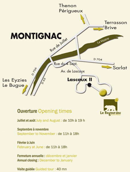 Le Regourdou map and opening times