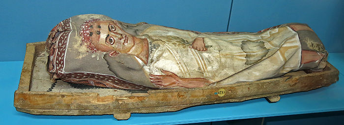 painted mummy in shroud