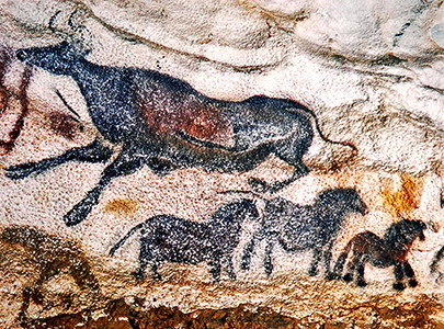 Lascaux aurochs and horses