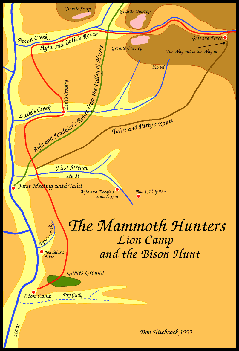 Map of The Mammoth Hunters Lion camp local area